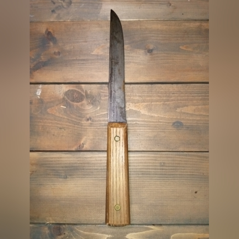 Forgedcraft Hi Carbon Knife Wooden Handle Cutlery Blade about 6" Vintage Antique